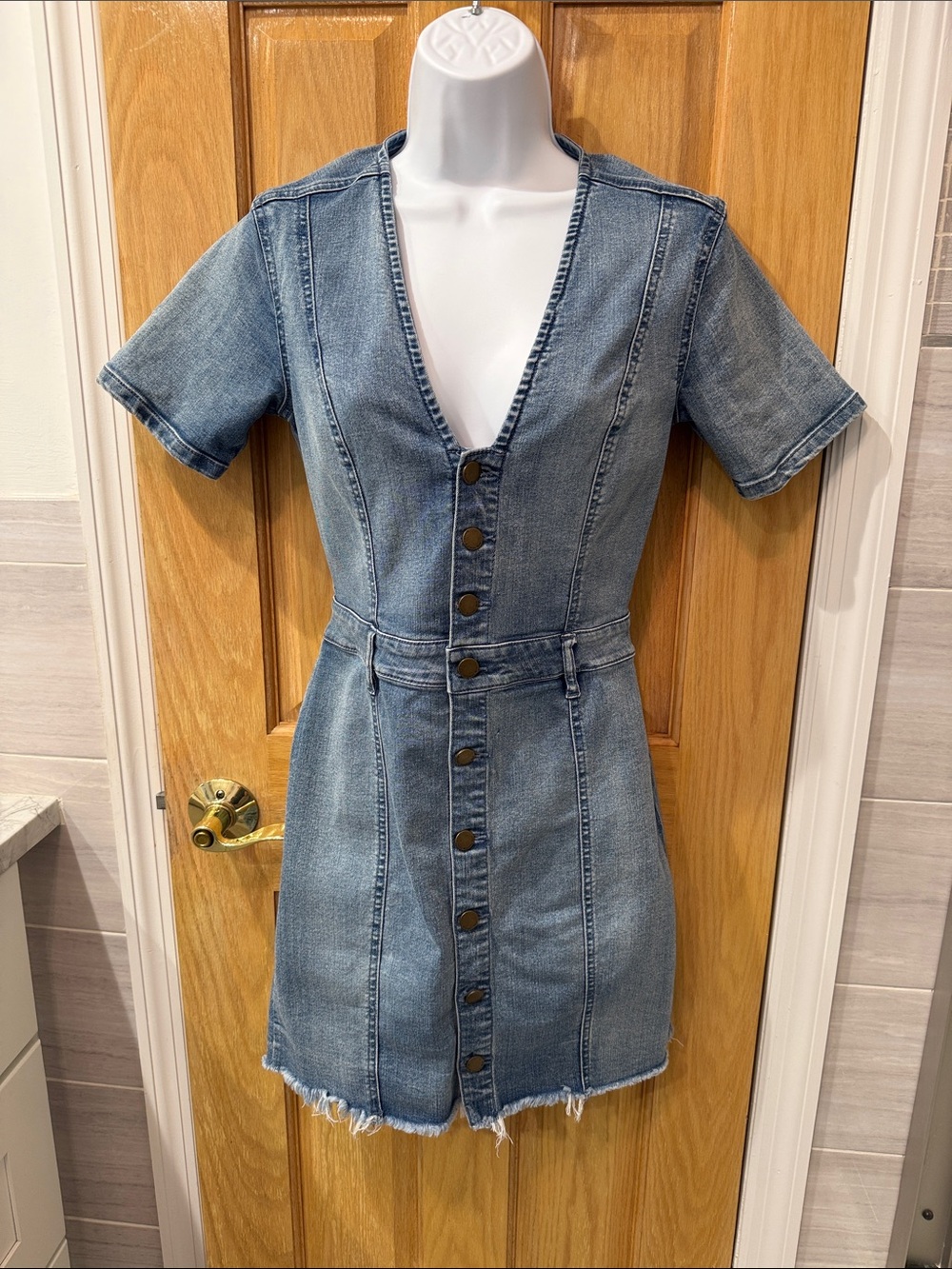 RACHEL Rachel Roy Light Blue Denim Button-Front Mini Dress